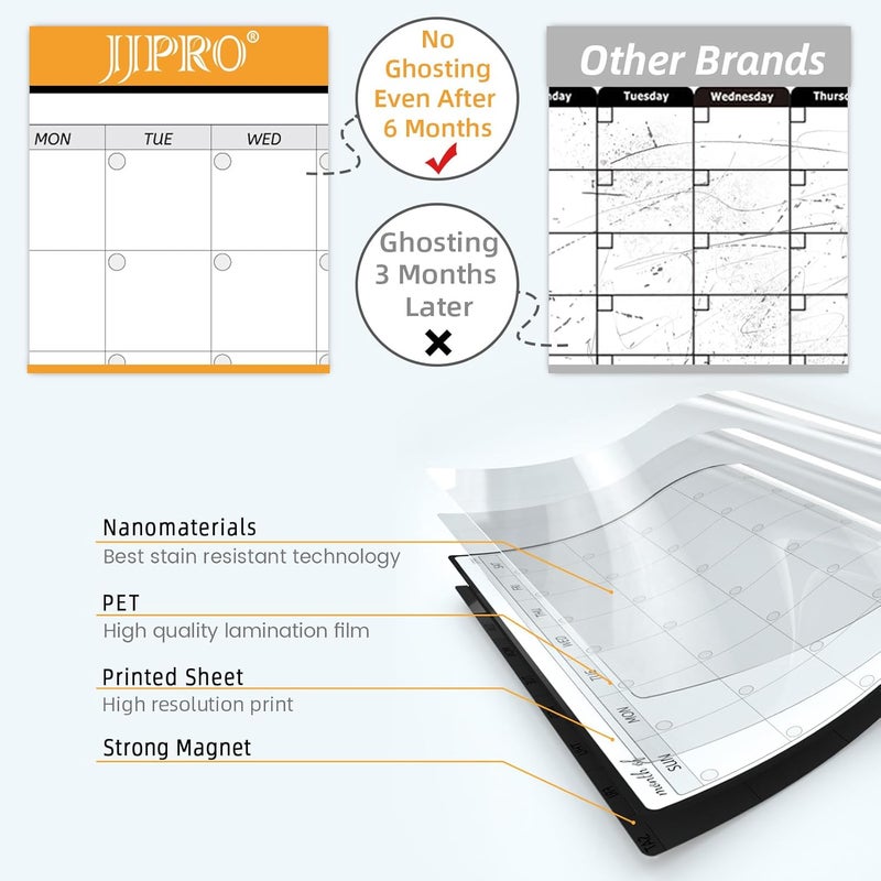 JJPRO Magnetic Monthly Calendar Whiteboard Set for Fridge-Monthly Planning Board and Two Bonus Dry Erase Grocery Board&Weekly Menu Board-Meal Planner Whiteboard/to-Do List-6 Markers - Image 3